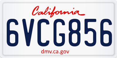 CA license plate 6VCG856