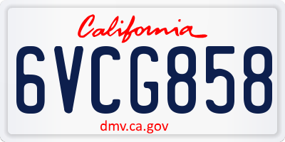 CA license plate 6VCG858