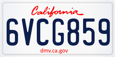 CA license plate 6VCG859