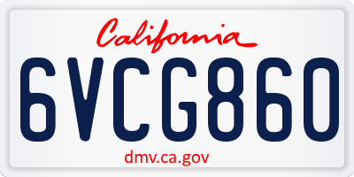 CA license plate 6VCG860