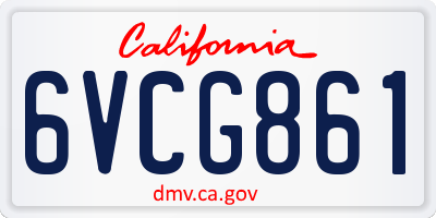 CA license plate 6VCG861