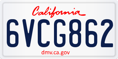 CA license plate 6VCG862