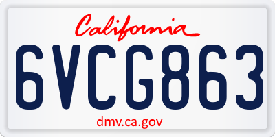 CA license plate 6VCG863