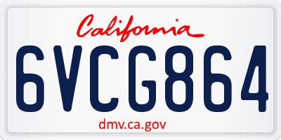CA license plate 6VCG864