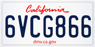CA license plate 6VCG866