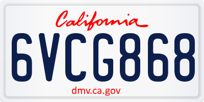 CA license plate 6VCG868