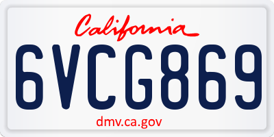 CA license plate 6VCG869