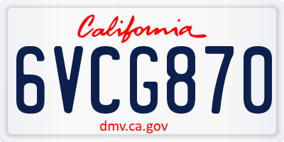 CA license plate 6VCG870