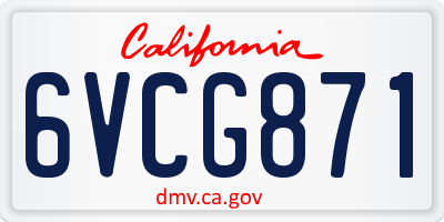 CA license plate 6VCG871