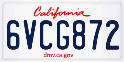 CA license plate 6VCG872