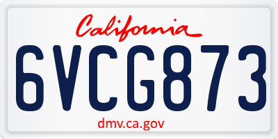 CA license plate 6VCG873