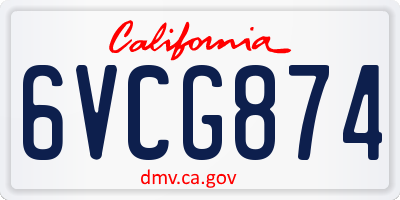 CA license plate 6VCG874