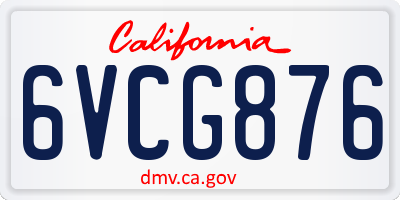 CA license plate 6VCG876