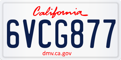 CA license plate 6VCG877