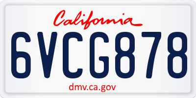 CA license plate 6VCG878