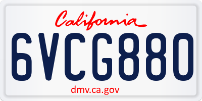 CA license plate 6VCG880