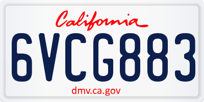 CA license plate 6VCG883