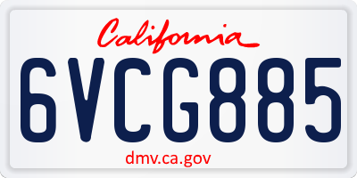 CA license plate 6VCG885