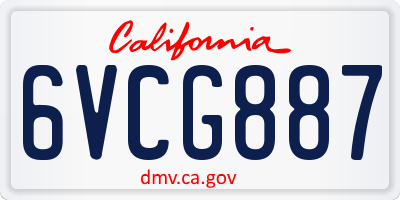 CA license plate 6VCG887