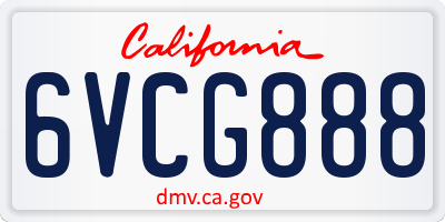 CA license plate 6VCG888