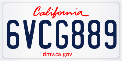 CA license plate 6VCG889