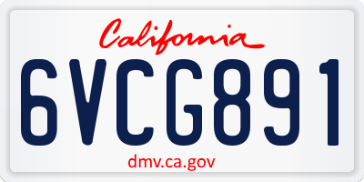 CA license plate 6VCG891