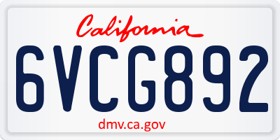 CA license plate 6VCG892