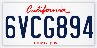 CA license plate 6VCG894