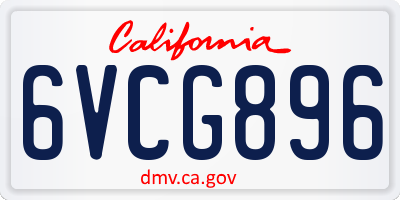 CA license plate 6VCG896