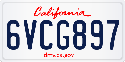 CA license plate 6VCG897