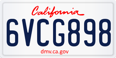 CA license plate 6VCG898