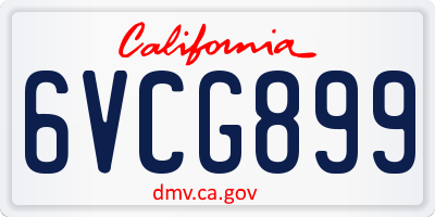 CA license plate 6VCG899