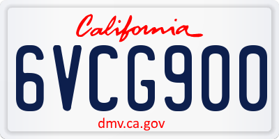 CA license plate 6VCG900