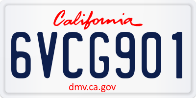 CA license plate 6VCG901