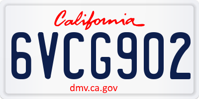CA license plate 6VCG902