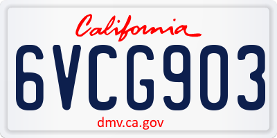 CA license plate 6VCG903
