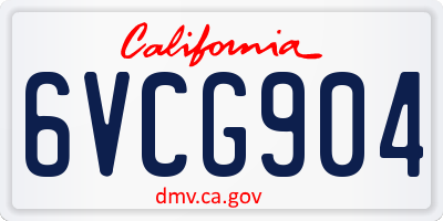 CA license plate 6VCG904
