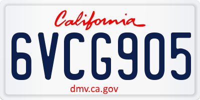 CA license plate 6VCG905