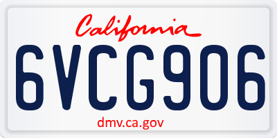 CA license plate 6VCG906