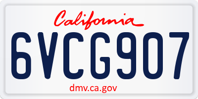 CA license plate 6VCG907