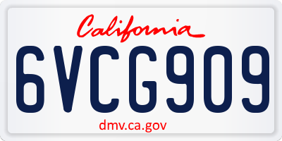 CA license plate 6VCG909