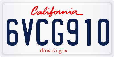CA license plate 6VCG910