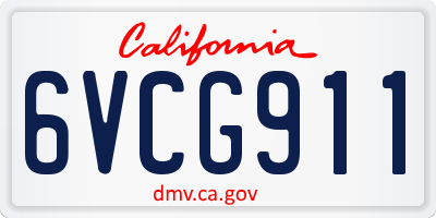 CA license plate 6VCG911