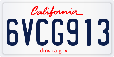 CA license plate 6VCG913
