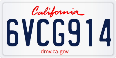 CA license plate 6VCG914