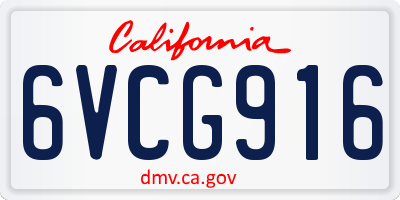 CA license plate 6VCG916