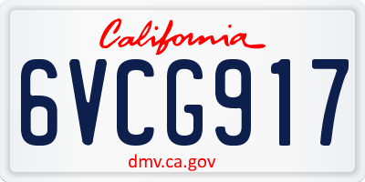 CA license plate 6VCG917