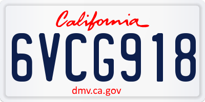 CA license plate 6VCG918