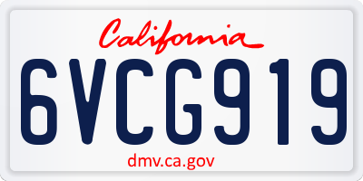 CA license plate 6VCG919
