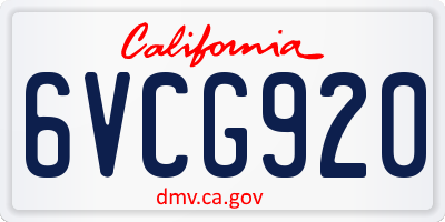 CA license plate 6VCG920